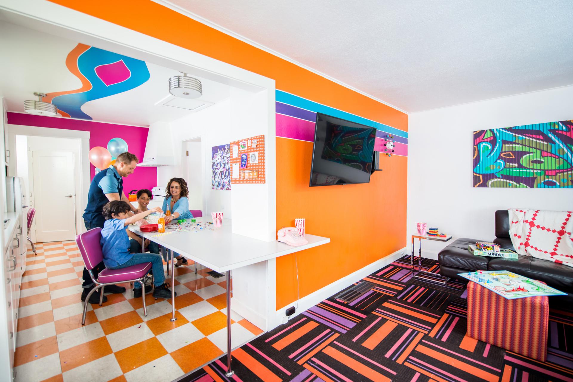 Hotel Zed Victoria has unique room types...including a full, totally adorable retro Cottage! Two bedrooms, full kitchen, full bath, groovy living room and a porch!