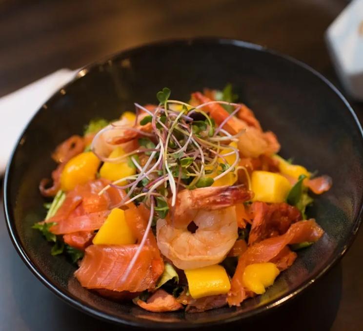 A seafood dish at Fire + Water in Victoria, BC