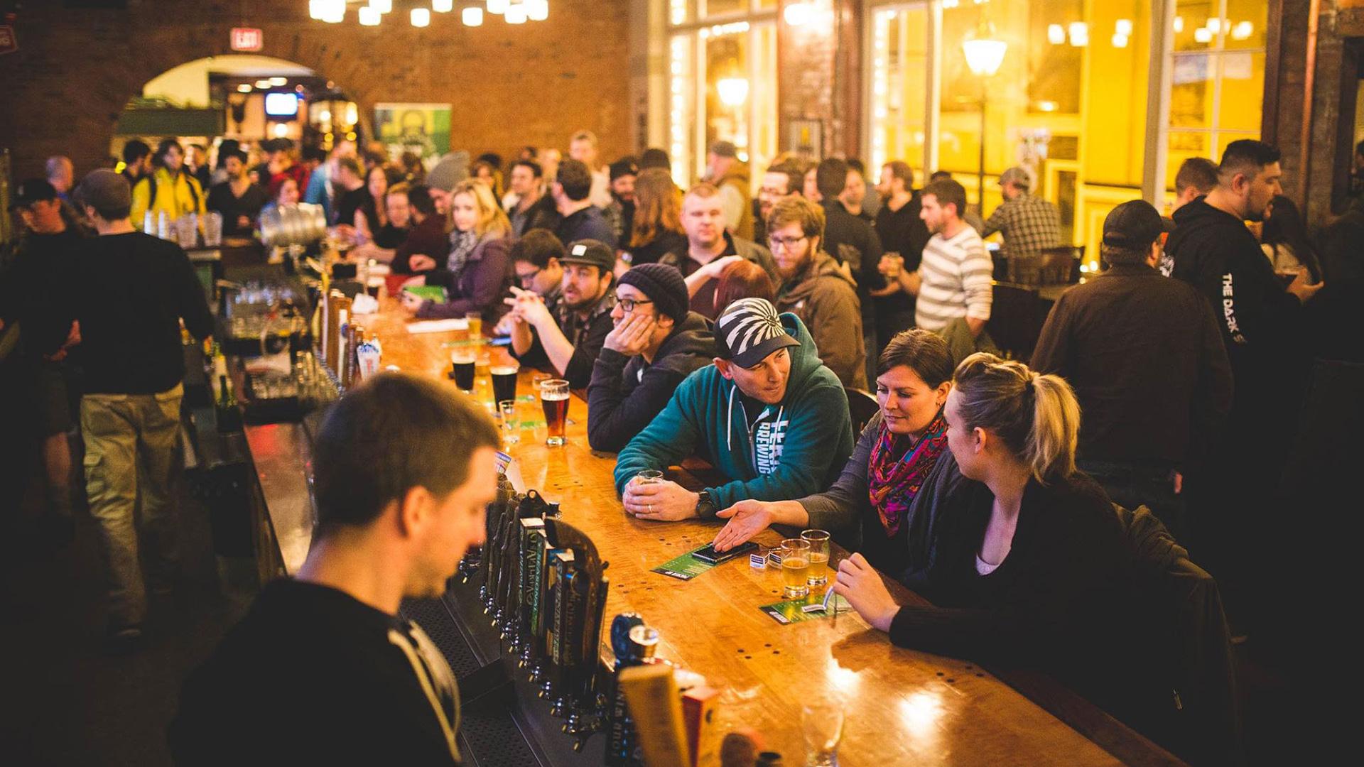 A busy bar in Victoria, BC