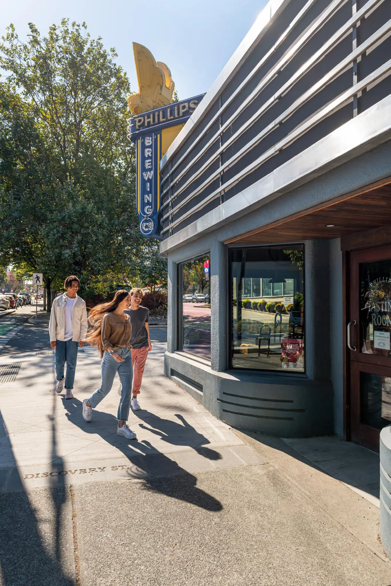 People entering Phillips Brewing and Malting in Victoria, BC